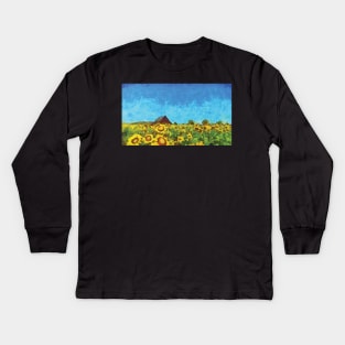 Sunflowers field Kids Long Sleeve T-Shirt